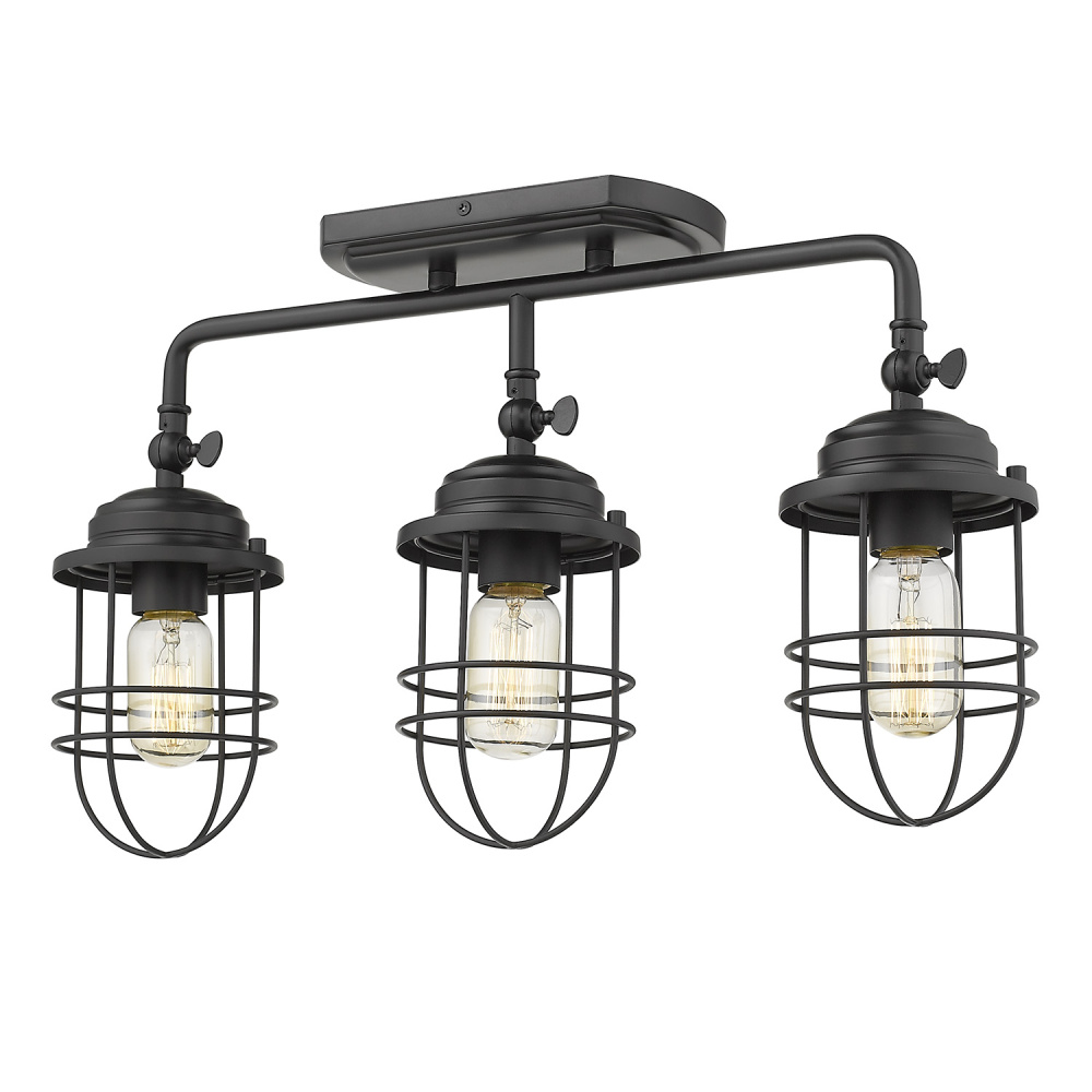 Golden Lighting Seaport 3-light Semi-Flush Mount in Matte Black